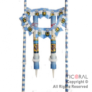 SET MINI BANDERINES F/C AFA SELECCION ARGENTINA CON 2 BENGALAS X 1